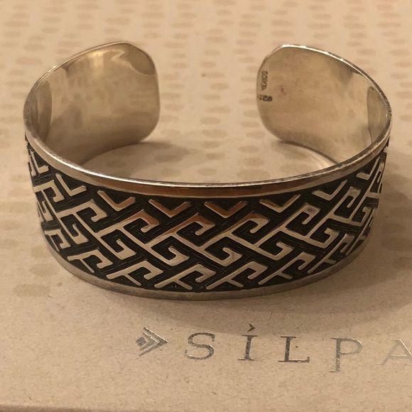 Rare Vintage Silpada Sterling Silver Aztec Design Cuff Bracelet B1165 - Picture 15 of 16